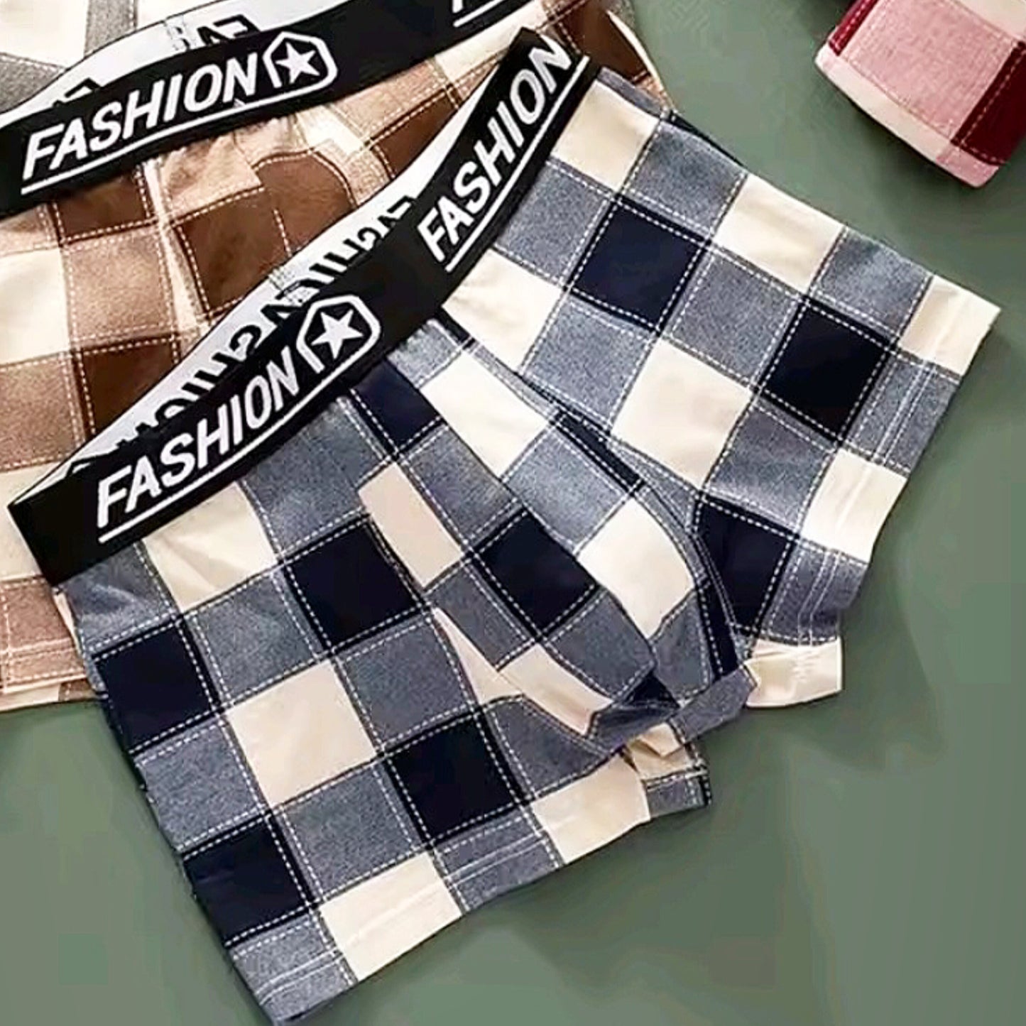 Men's boxer briefs with a checkered print